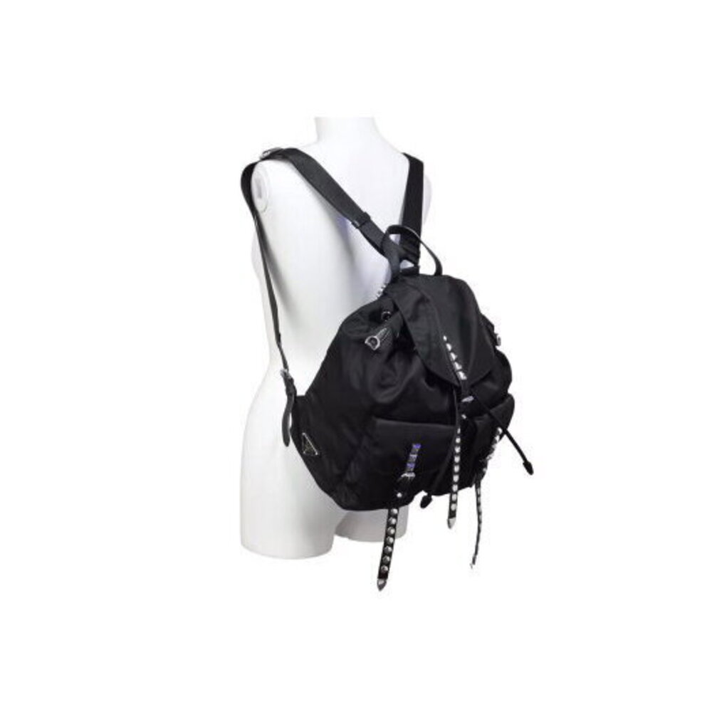 Prada Stud Nylon Backpack Triangular Plate Leather - image 8